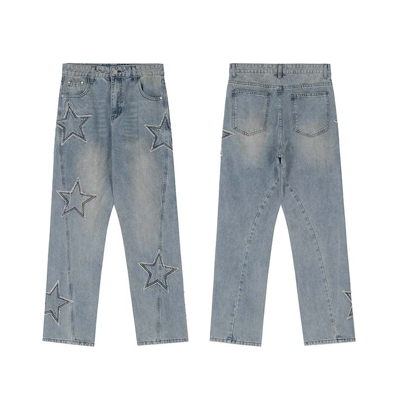 Street Star Embroidered Baggy Jeans Men