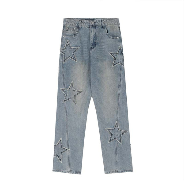 Street Star Embroidered Baggy Jeans Men