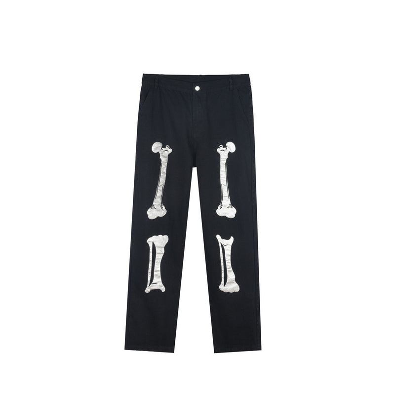 Skeleton Patch Printed Baggy Jeans Men