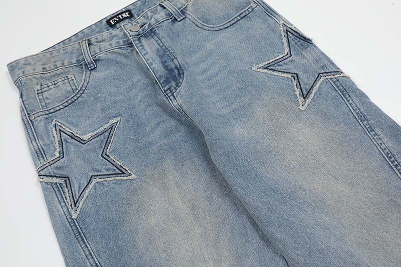 Street Star Embroidered Baggy Jeans Men