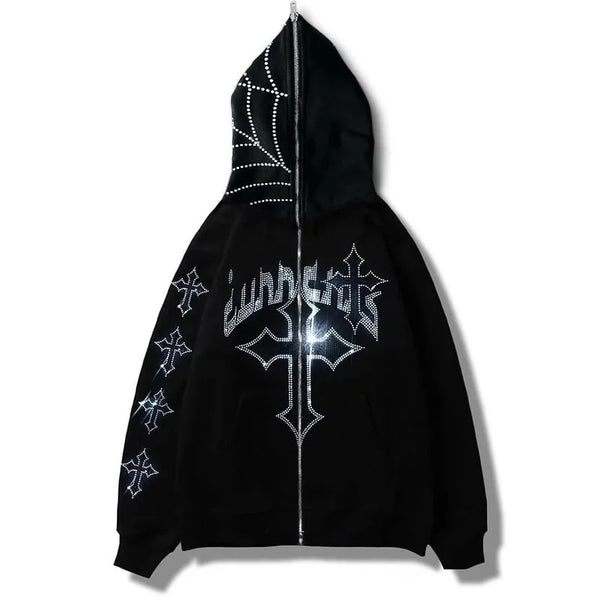 Unisex Cross print zip hoodie